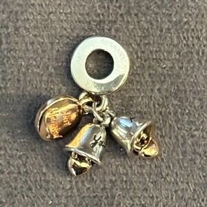 Vintage Sterling Silver Wedding Bells Charm Pendant 925 Mid Century